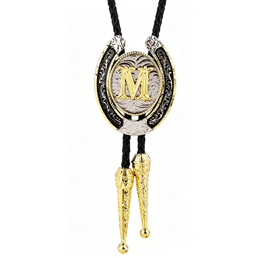 HAWSON Western Initial Bolo Tie | 26 Letters Gold Silver Cowboy Necklace
