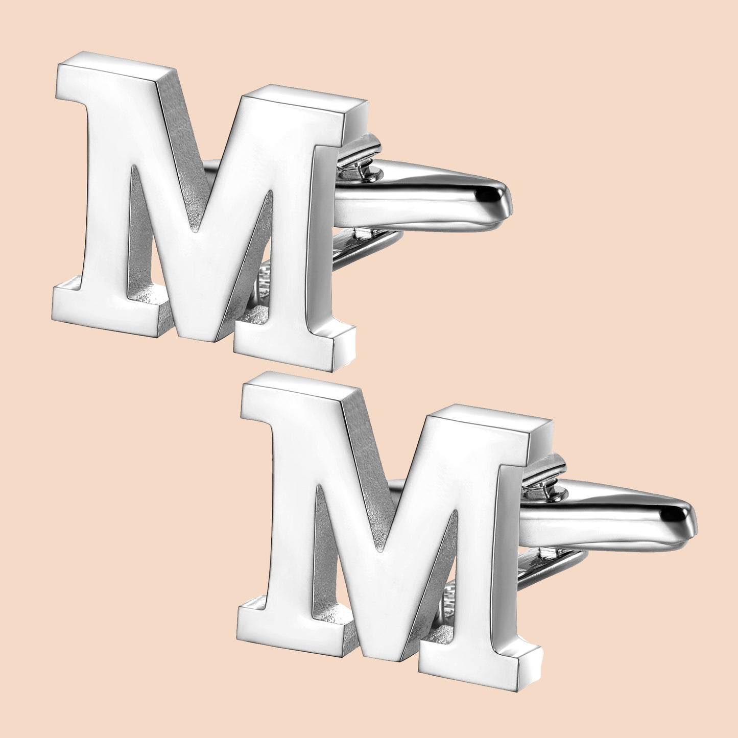 HAWSON Siver Tone Initial Cufflinks for Men