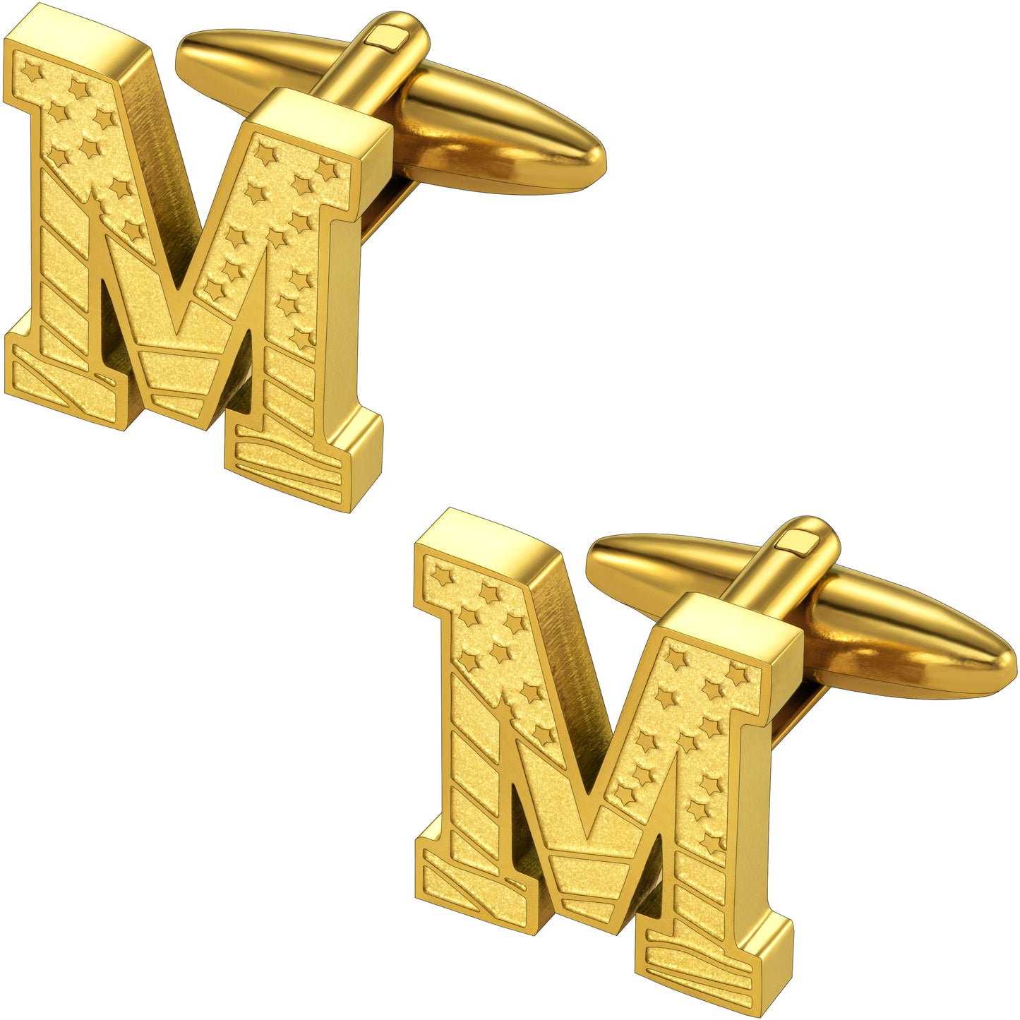 Hawson "A-Z"Initials Cufflinks, US Flag Personalized Golden Initials French Shirt Cuff