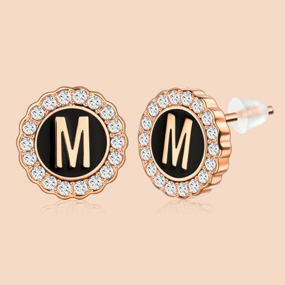 HAWSON Rose Gold Tone Cute Initial Stud Earrings