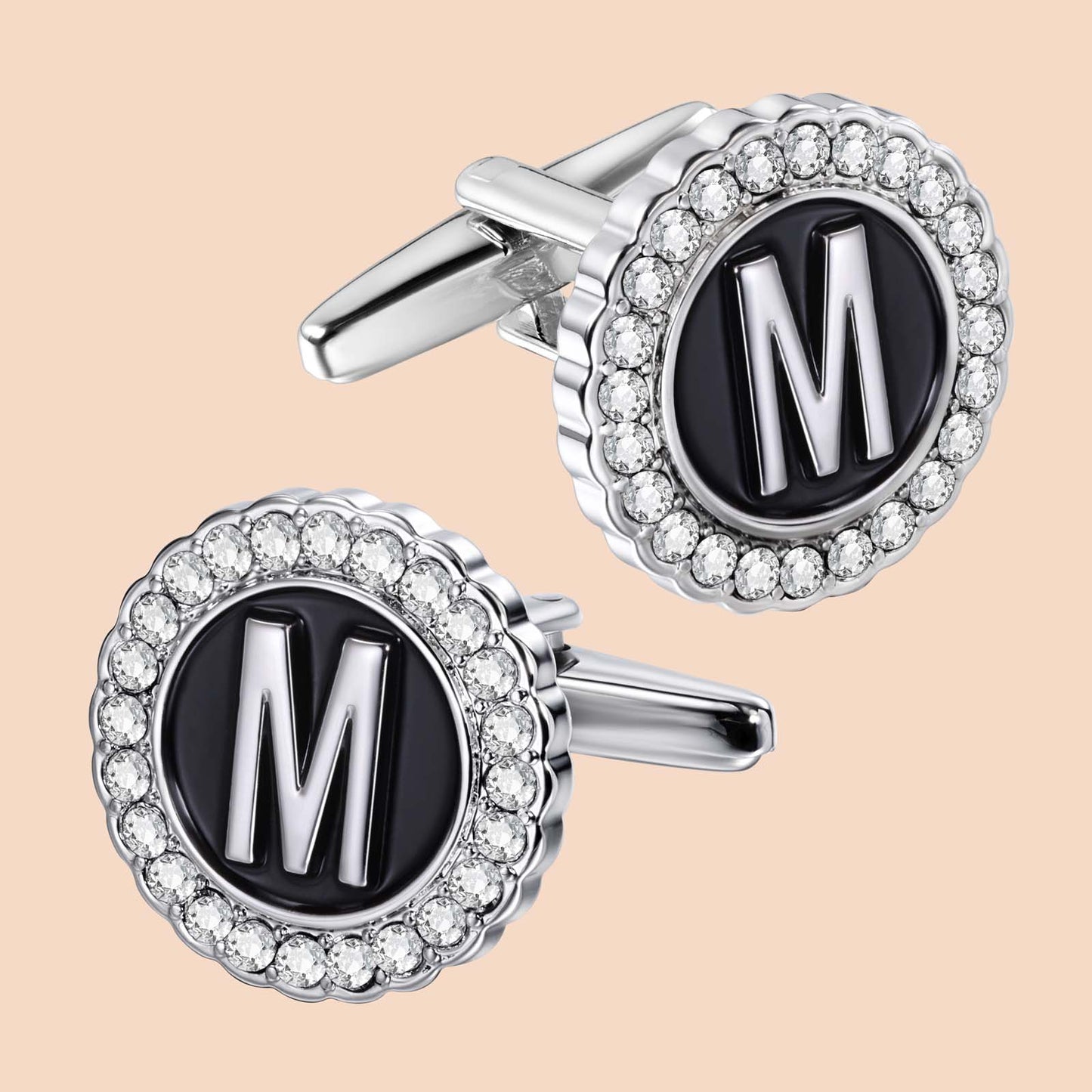 HAWSON Silver Tone Initial Cufflinks for Men