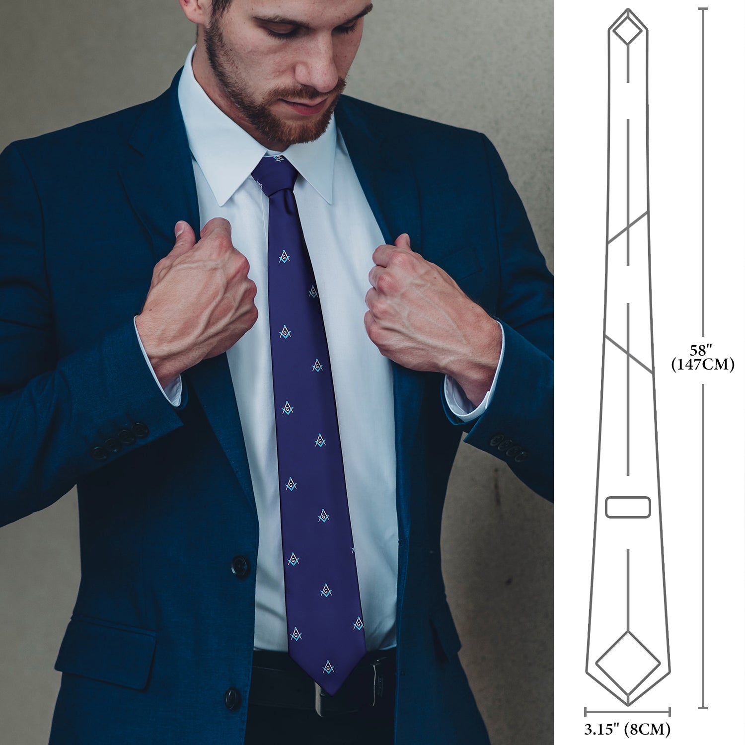 Premium Allied Masonic Degrees Tie – Freemason Blue Lodge Neckties Silk
