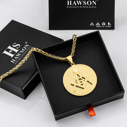 Masonic Gold Pendan Necklace with gift box
