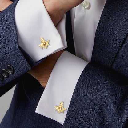 Freemason Masonic Square & Compasses Cufflinks and Trowel Tie Clip set