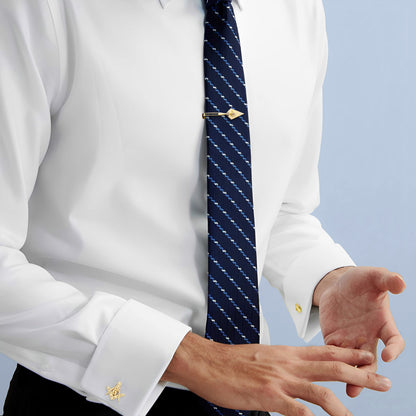 Masonic cufflinks and tie clips Matching white outfits.