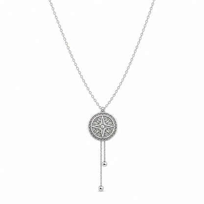 A 5Pcs silver-tone medallion necklace set with unique openwork round pendants and delicate dangle chain details. Wear separately or layer your favorite styles.