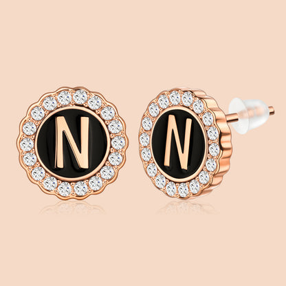 HAWSON Rose Gold Tone Cute Initial Stud Earrings