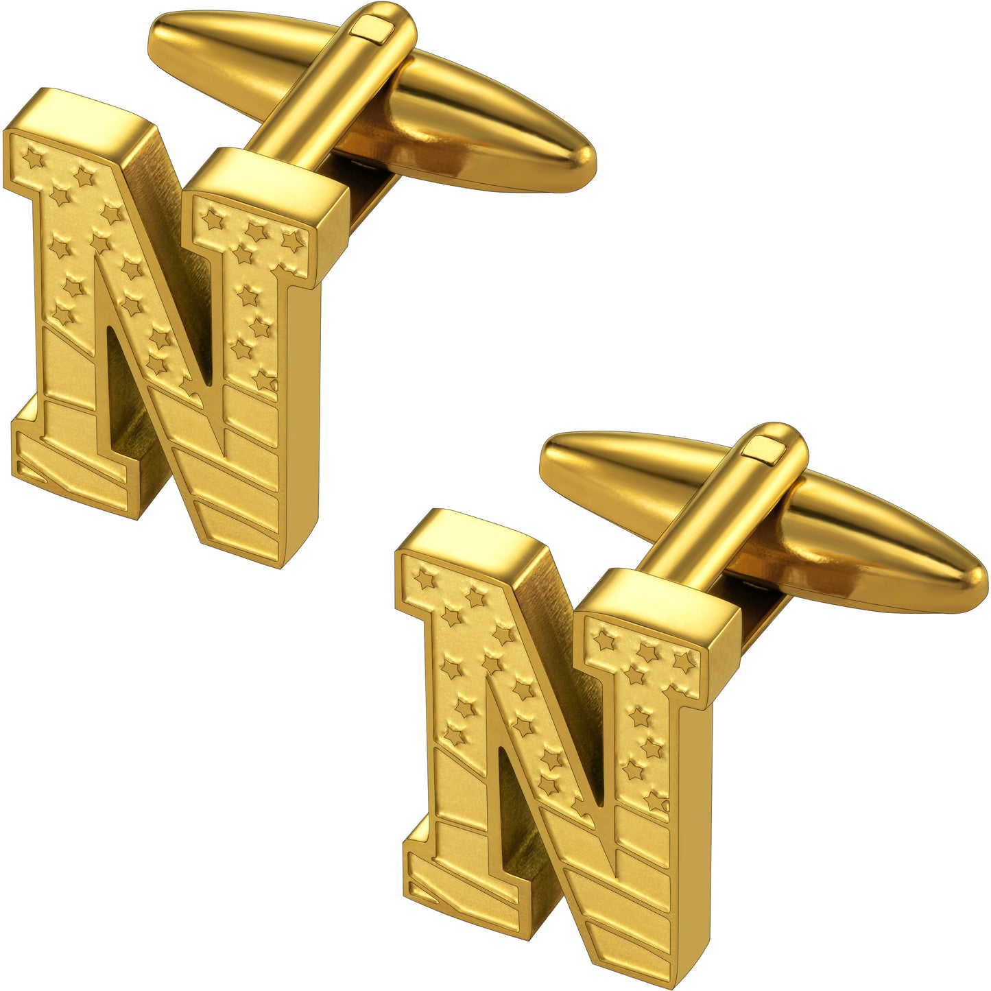 Hawson "A-Z"Initials Cufflinks, US Flag Personalized Golden Initials French Shirt Cuff