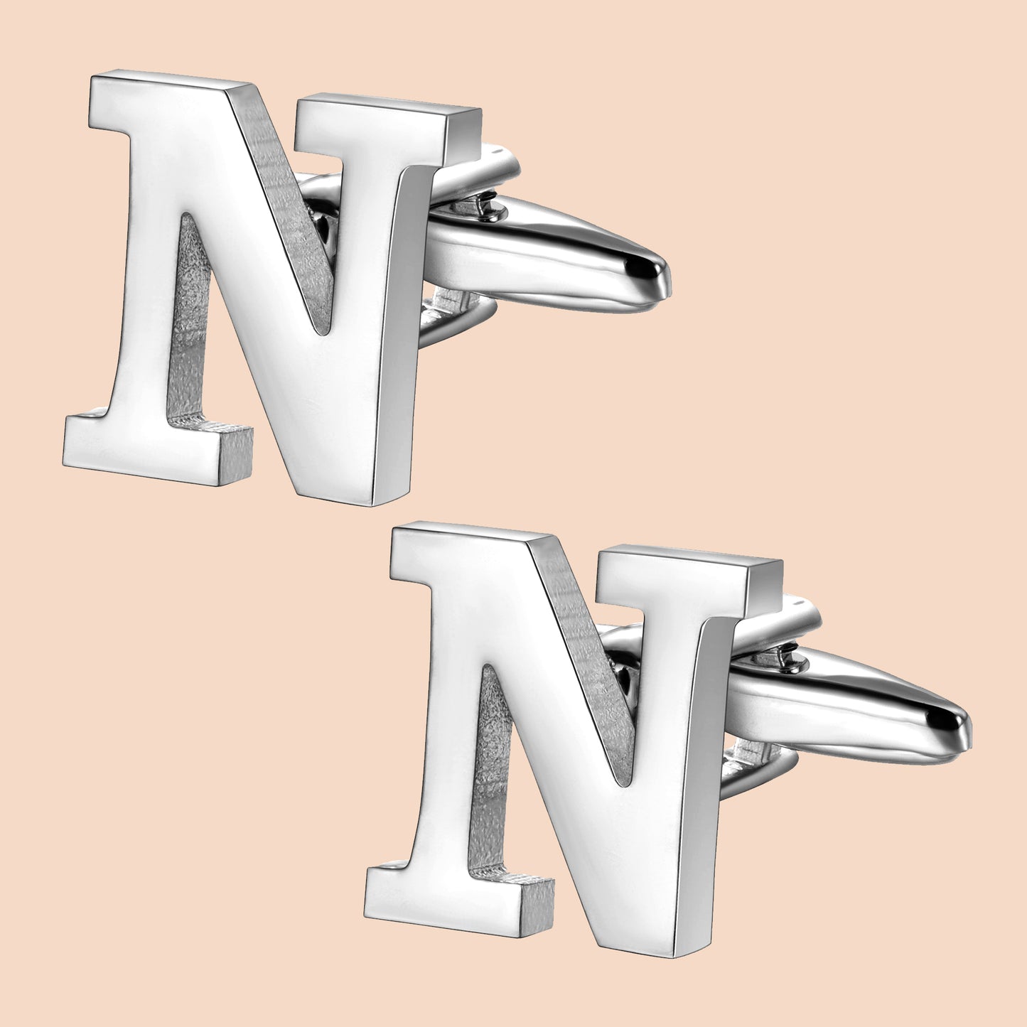 HAWSON Siver Tone Initial Cufflinks for Men