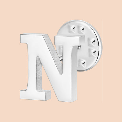 Silver Color Initial Lapel Pin for Men