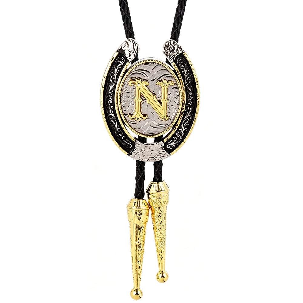 HAWSON Western Initial Bolo Tie | 26 Letters Gold Silver Cowboy Necklace
