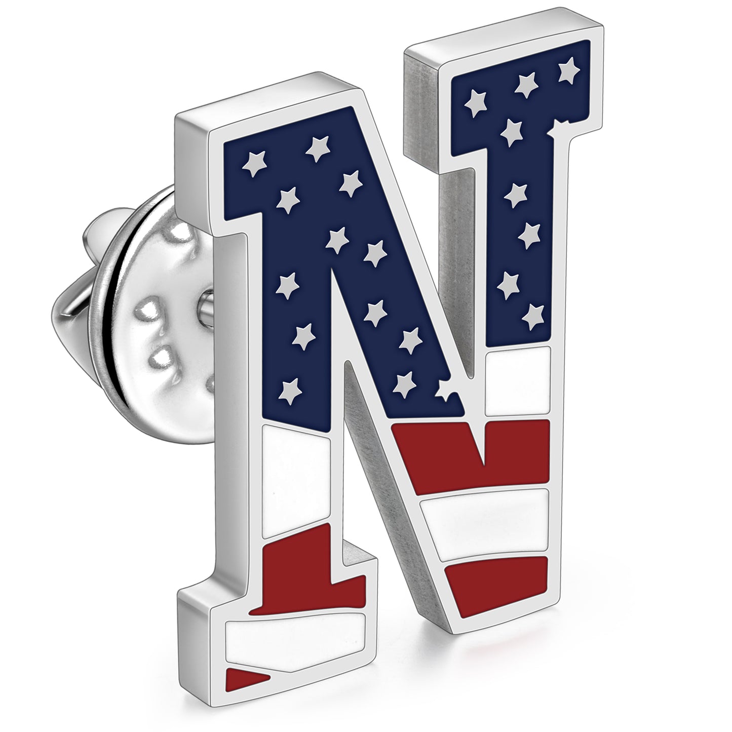 USA Flag Letter Lapel Pin |  A-Z Initial Brooch