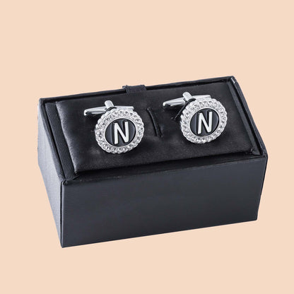 HAWSON Silver Tone Initial Cufflinks for Men