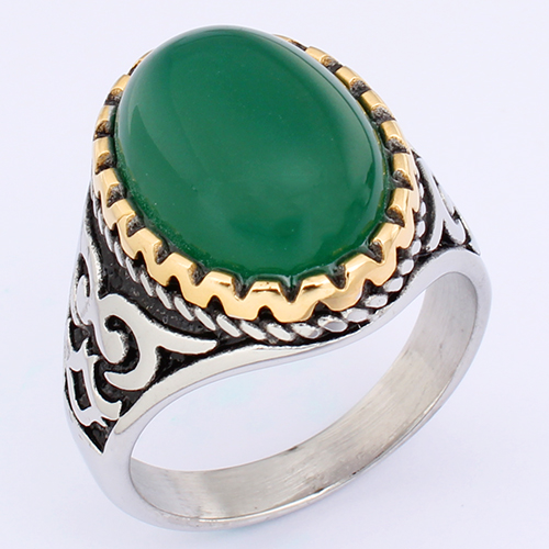 6-Piece Gemstone Inlay Ring Set | Silver & Black Steel Rings | HAWSON