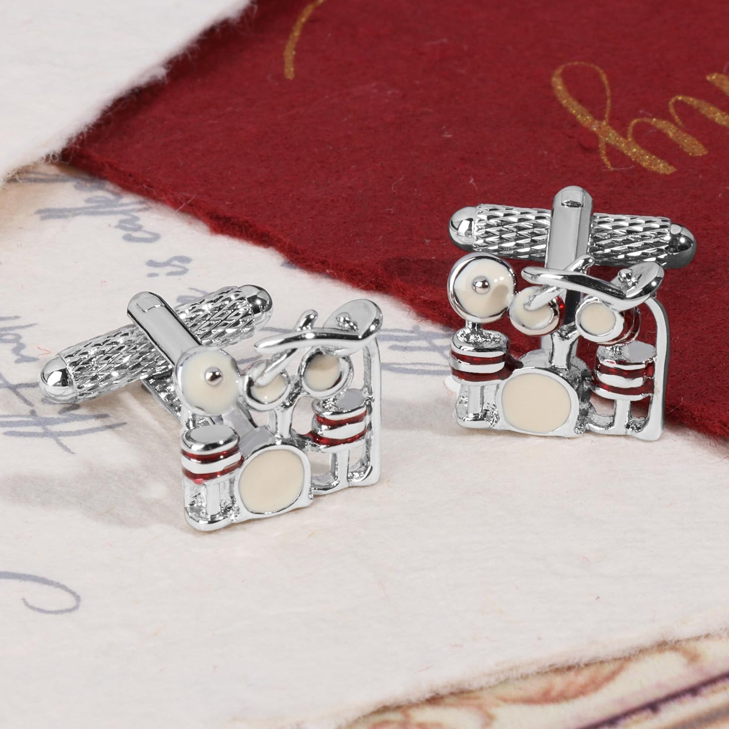 Novelty Music Drum Kit Cufflinks for Men