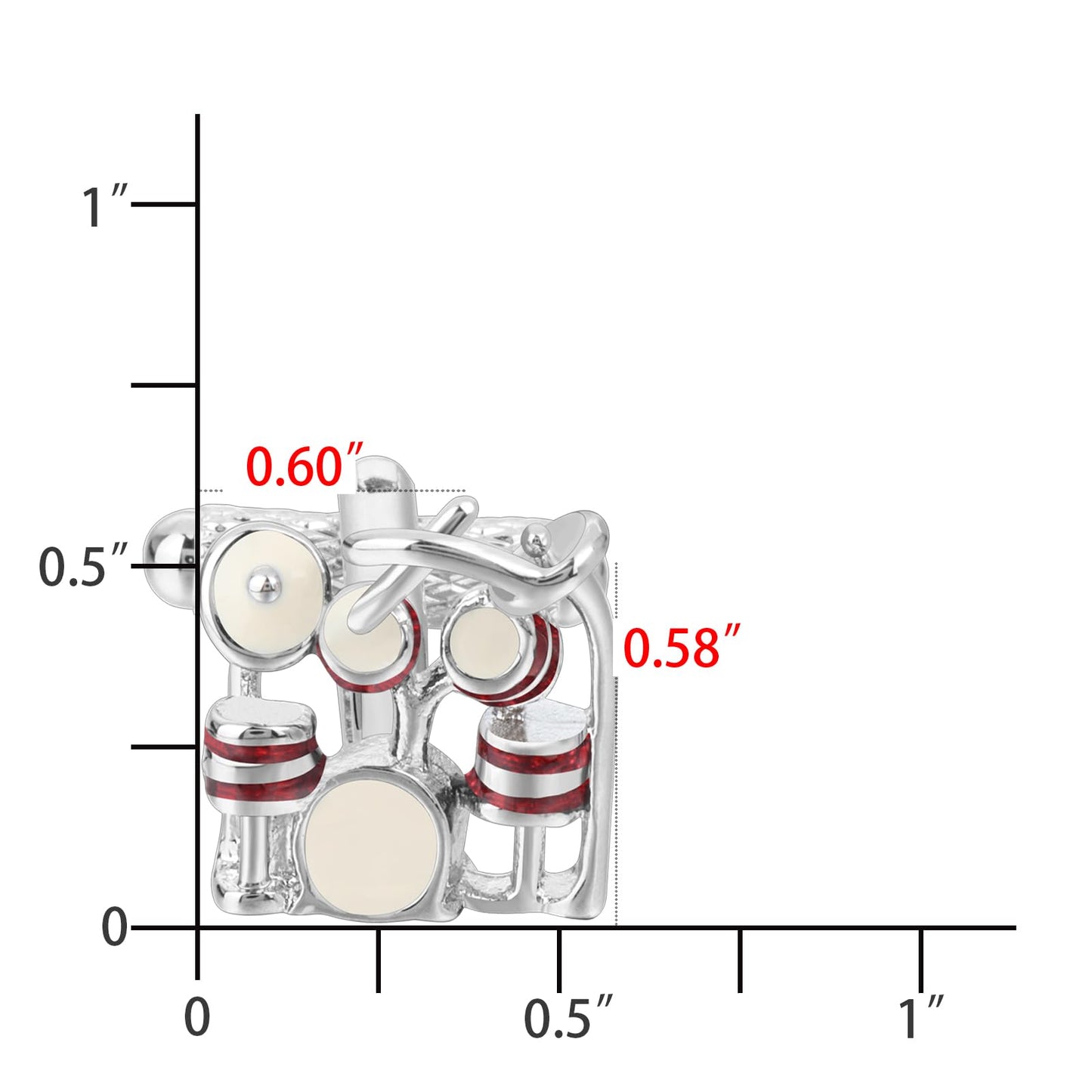 Novelty Music Drum Kit Cufflinks for Men Size