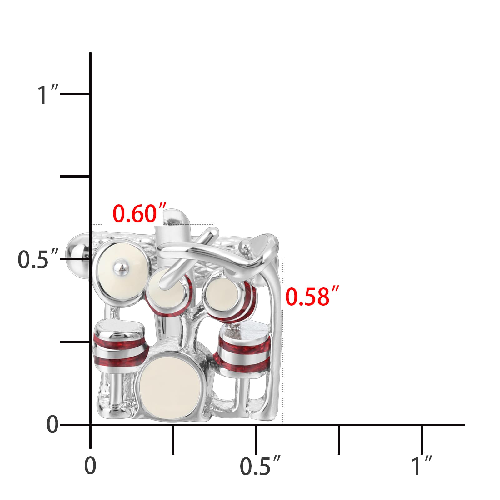 Novelty Music Drum Kit Cufflinks for Men Size