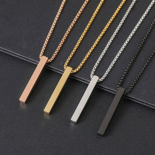 4-Piece Vertical Bar Pendant Necklace with Stainless Steel Chain