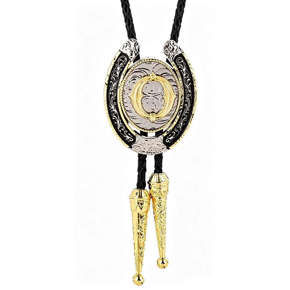 HAWSON Western Initial Bolo Tie | 26 Letters Gold Silver Cowboy Necklace