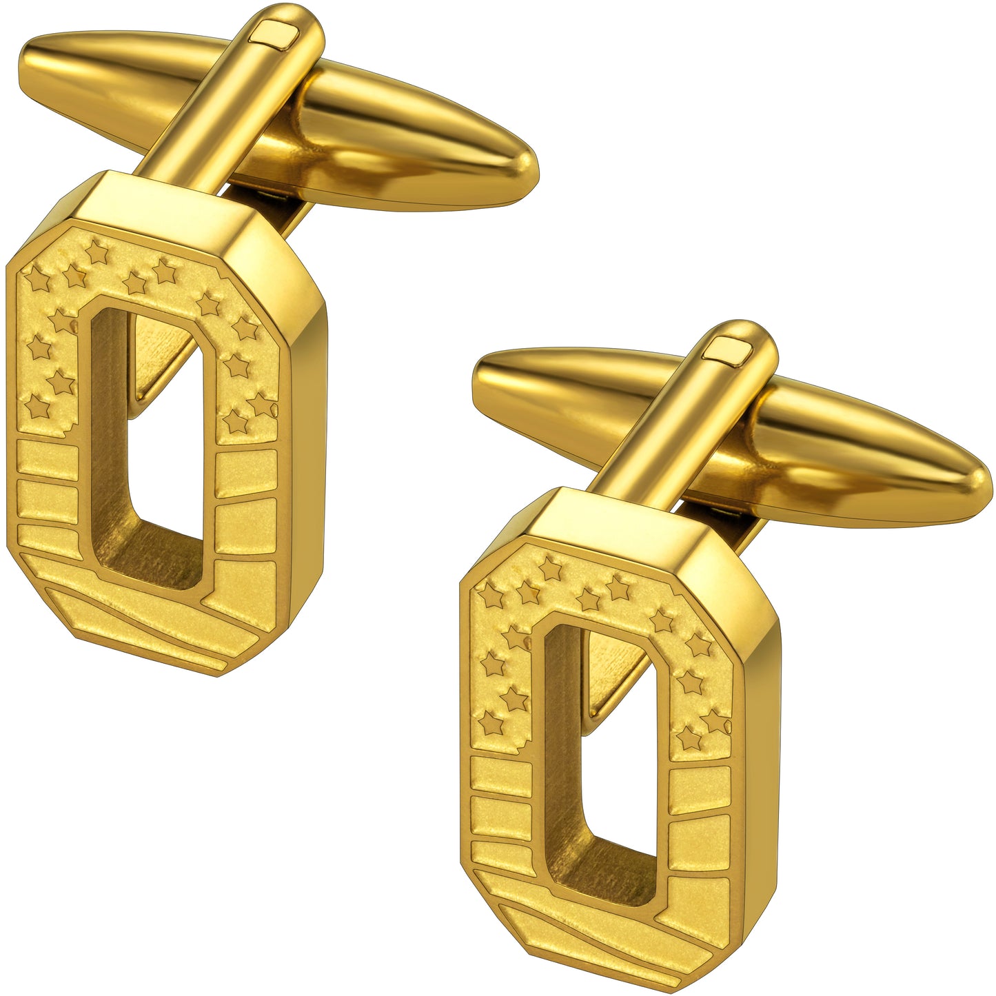 Hawson "A-Z"Initials Cufflinks, US Flag Personalized Golden Initials French Shirt Cuff