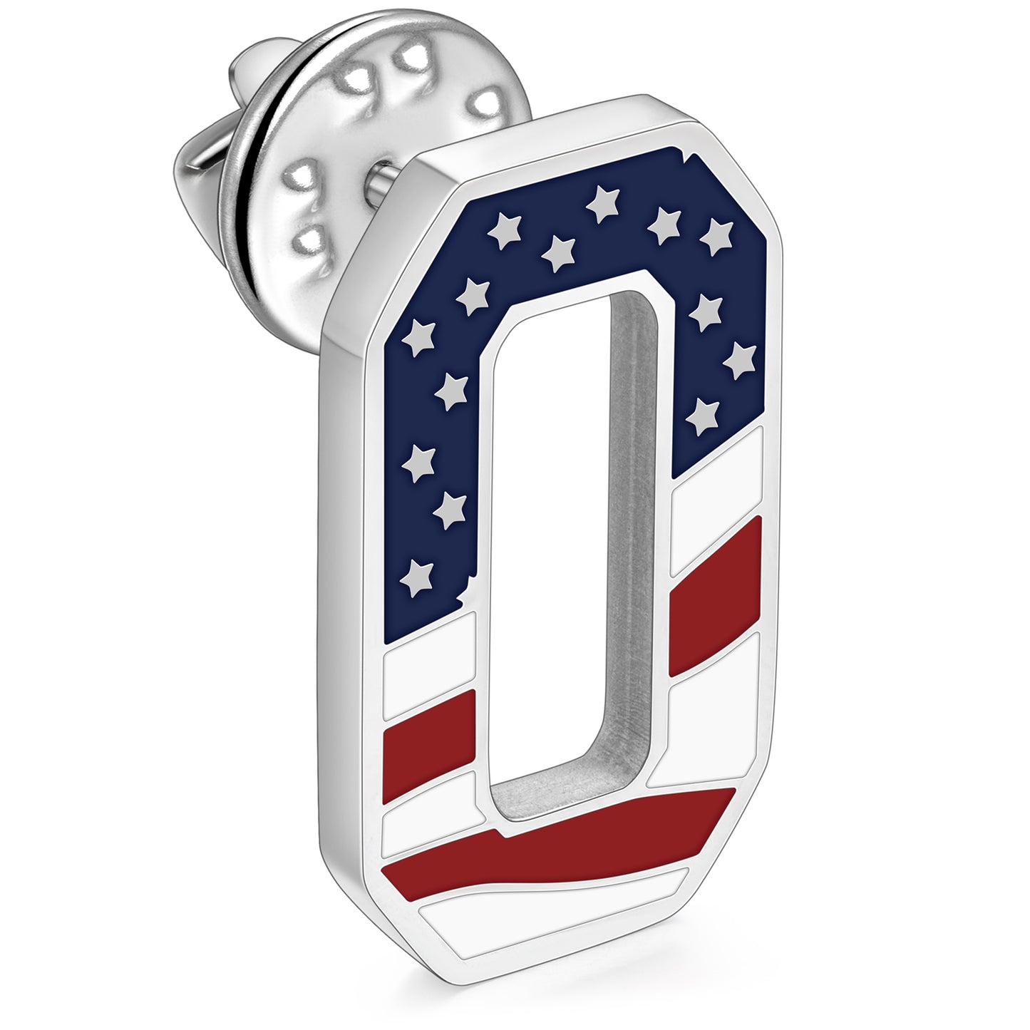 USA Flag Letter Lapel Pin |  A-Z Initial Brooch