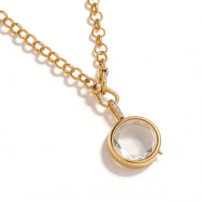 Shop a 14K gold-plated glass locket necklace set with 10 DIY accessories. An openable charm pendant perfect for personalized gifts and wholesale boutique.
