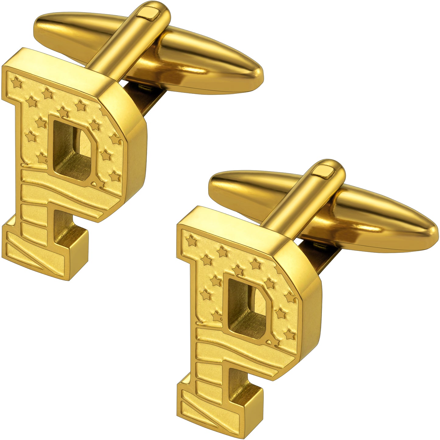 Hawson "A-Z"Initials Cufflinks, US Flag Personalized Golden Initials French Shirt Cuff