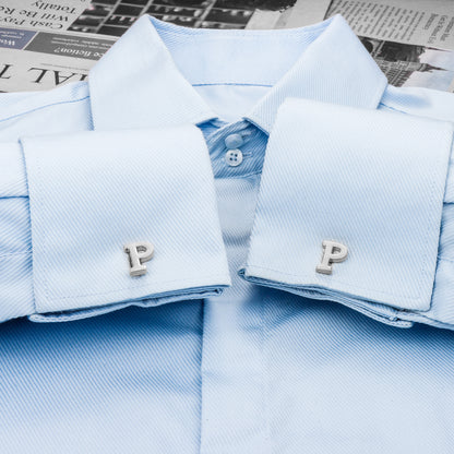 HAWSON Siver Tone Initial Cufflinks for Men