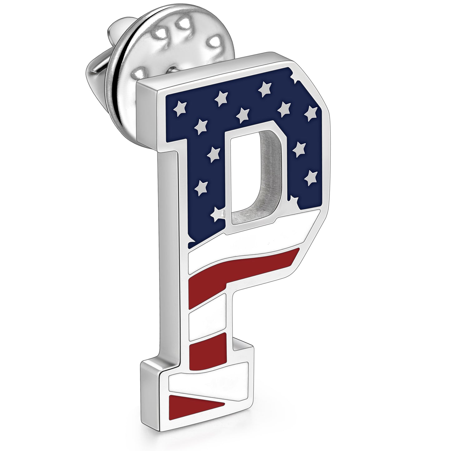 USA Flag Letter Lapel Pin |  A-Z Initial Brooch