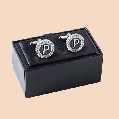 HAWSON Silver Tone Initial Cufflinks for Men