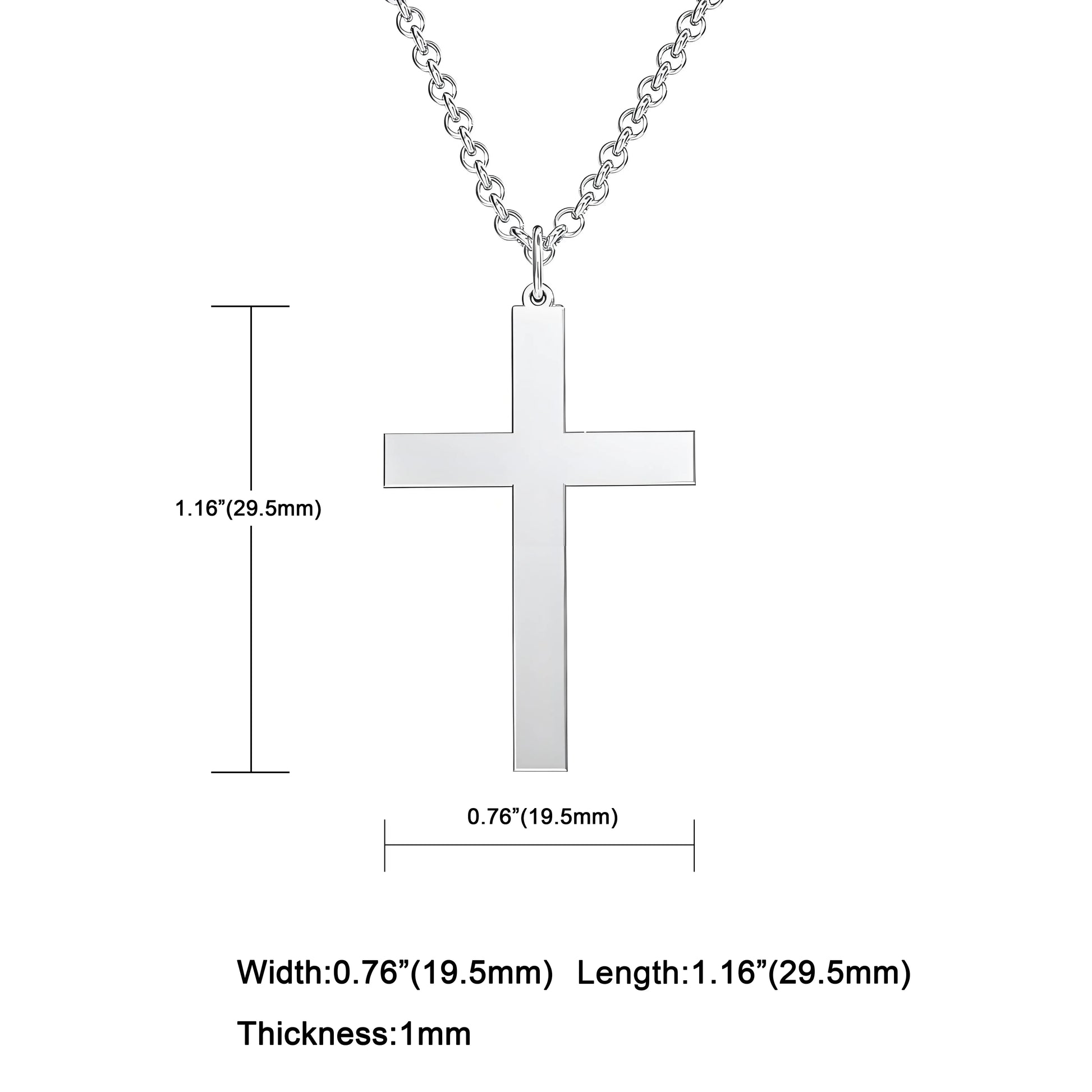 Personalized Crucifix  Cross Necklace 1.16Inch Length and 0.76 Width