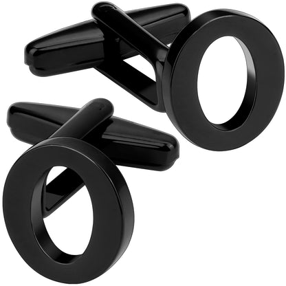 Personalized Letter O Initial Black Cufflinks for Wedding