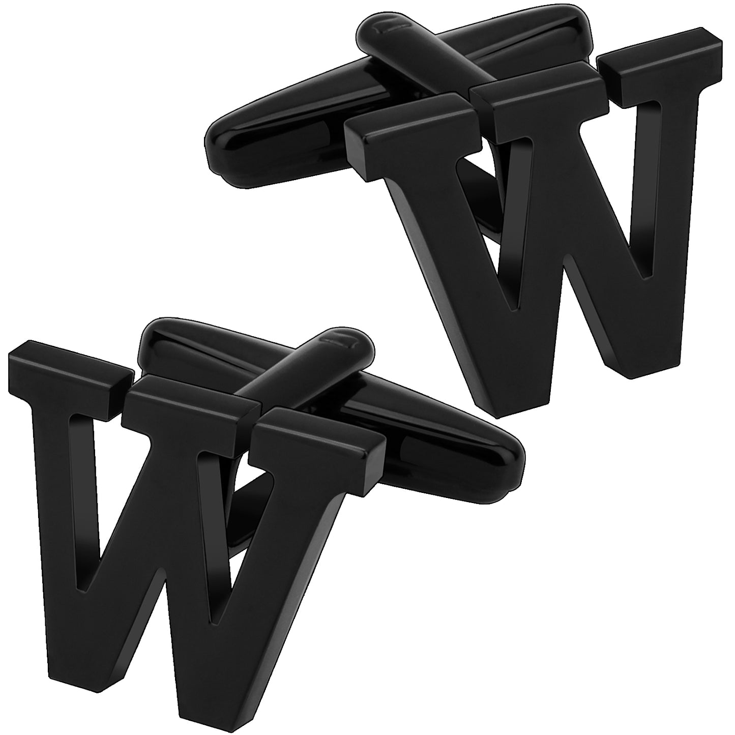Personalized Letter W Initial Black Cufflinks for Wedding