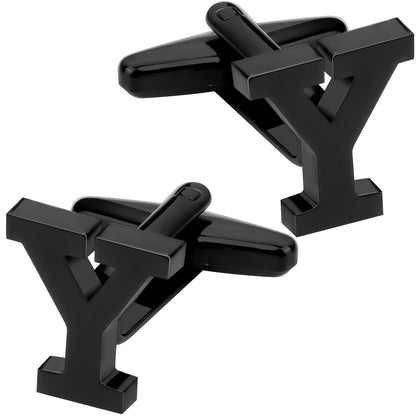 Personalized Letter Y Initial Black Cufflinks for Wedding