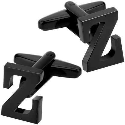 Personalized Letter Z Initial Black Cufflinks for Wedding