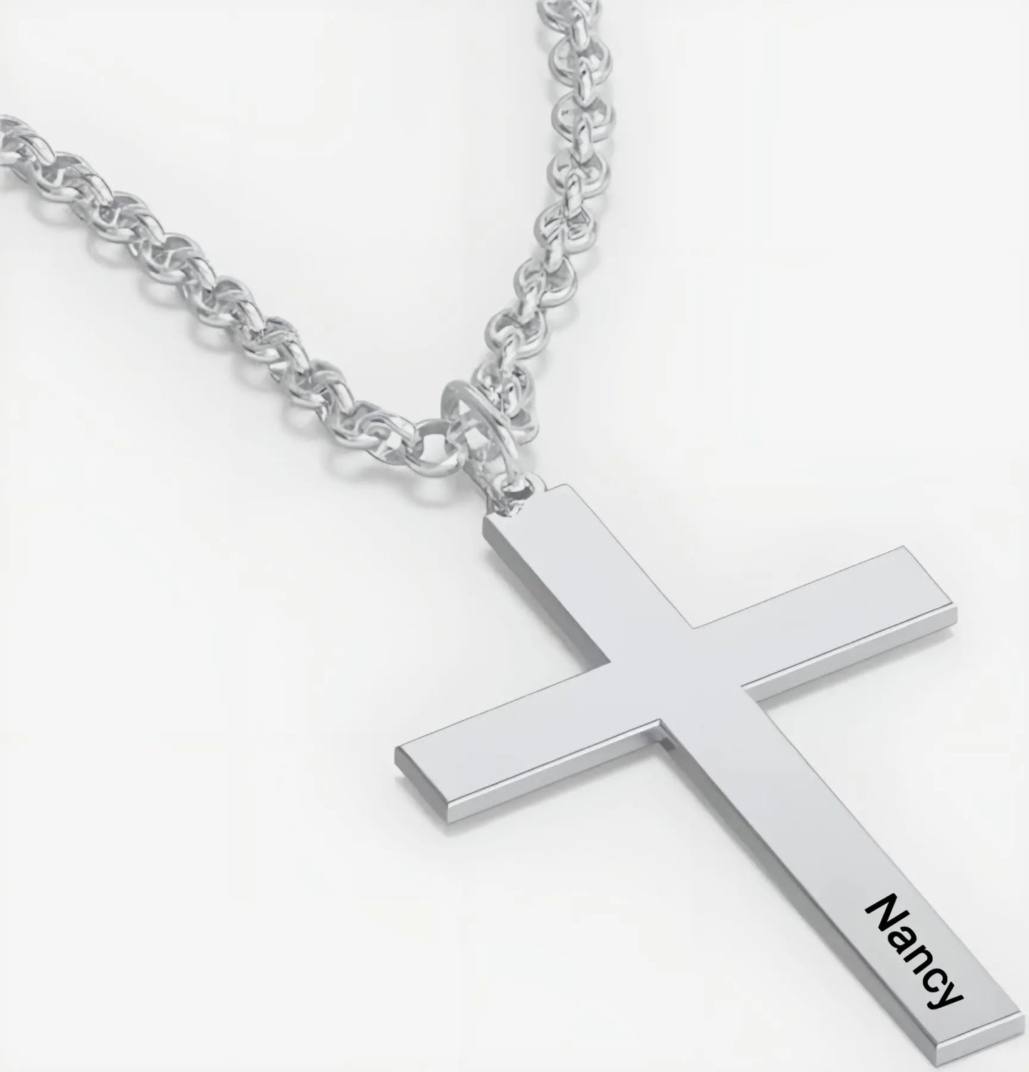 Personalized Nancy Silver Cross Pendant for Women's Religious Gifts