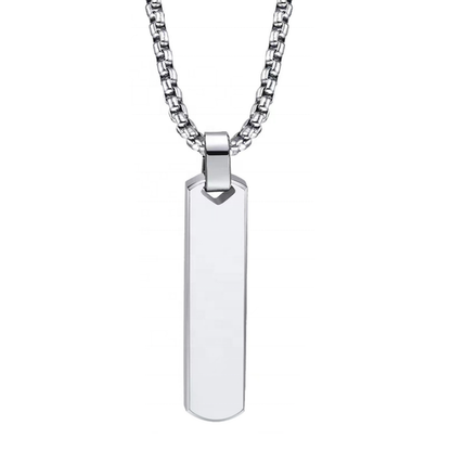 Personalized Silver Rectangle Bar Necklace Custom Engraved Name Pendant