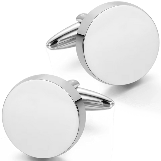 Personalized Silver Engraved Cufflinks for Groom