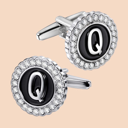 HAWSON Silver Tone Initial Cufflinks for Men