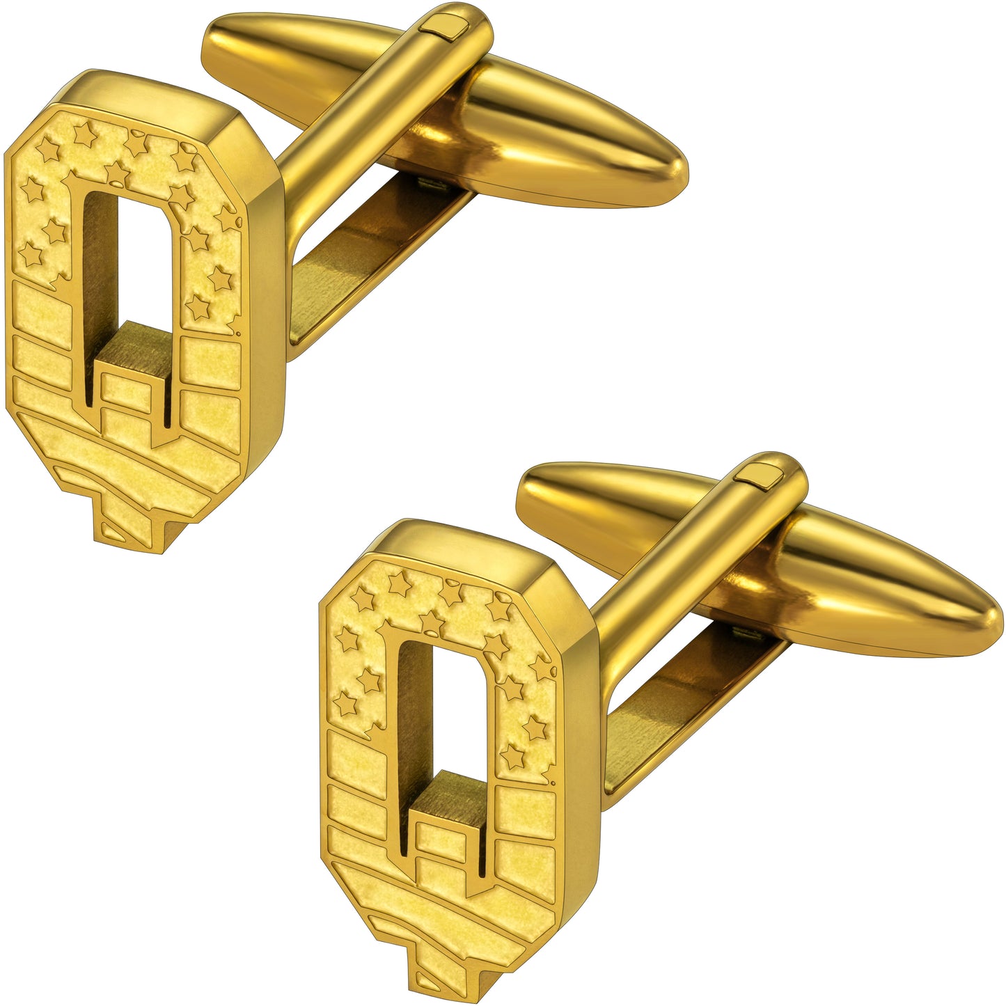 Hawson "A-Z"Initials Cufflinks, US Flag Personalized Golden Initials French Shirt Cuff