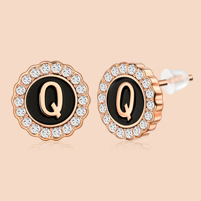 HAWSON Rose Gold Tone Cute Initial Stud Earrings