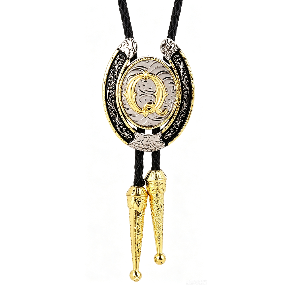 HAWSON Western Initial Bolo Tie | 26 Letters Gold Silver Cowboy Necklace