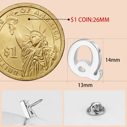 Silver Color Initial Lapel Pin for Men