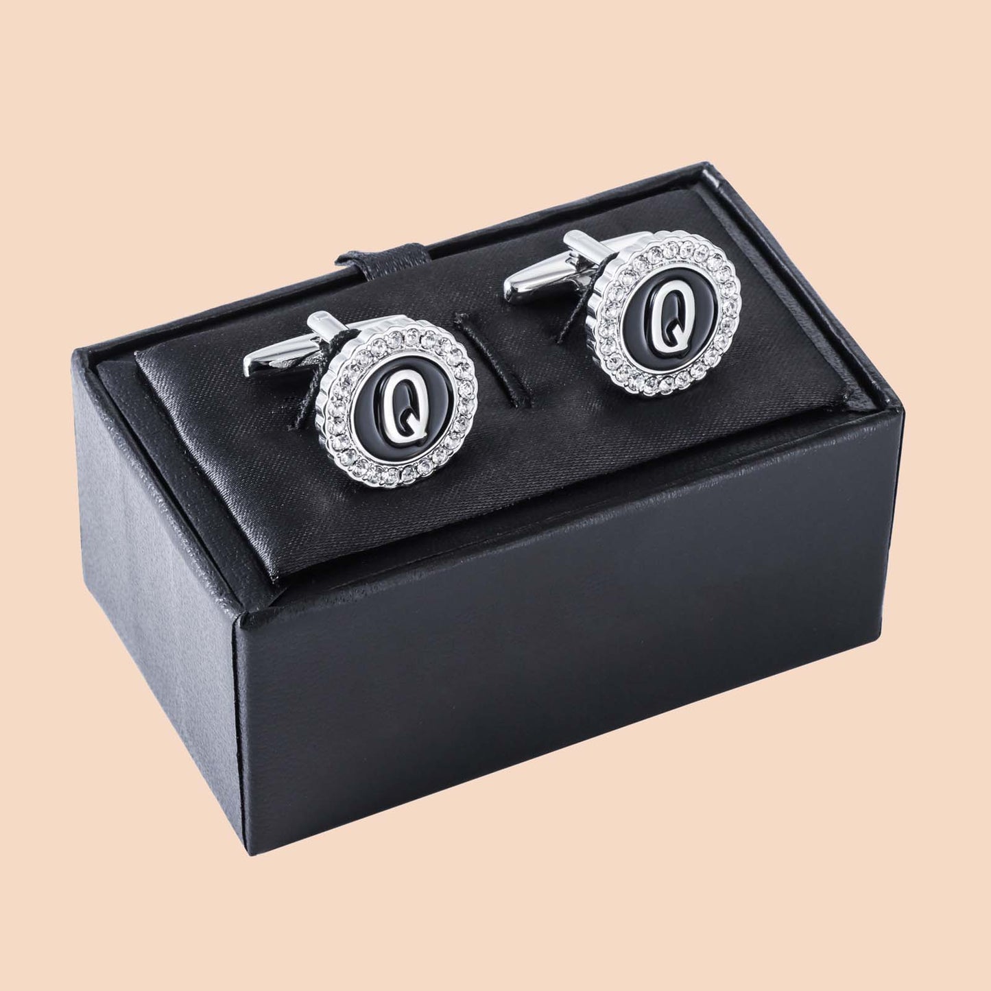 HAWSON Silver Tone Initial Cufflinks for Men