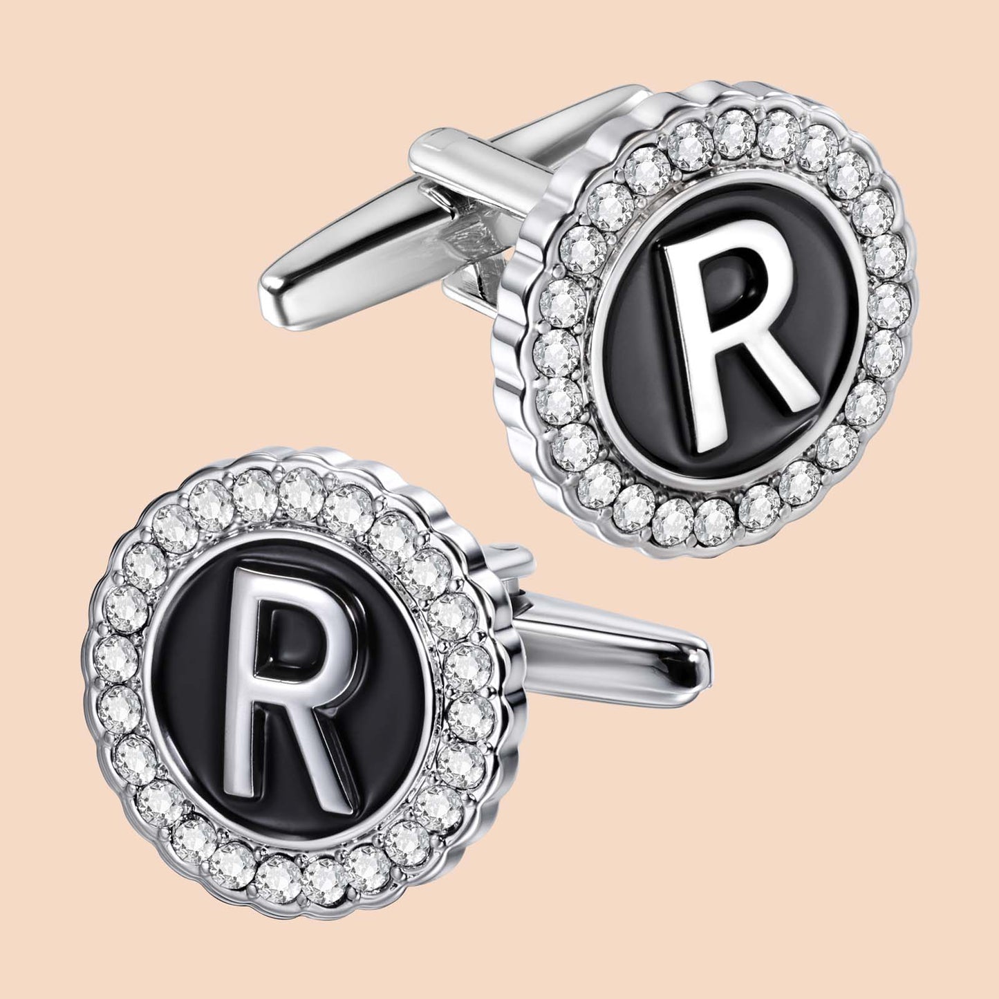 HAWSON Silver Tone Initial Cufflinks for Men