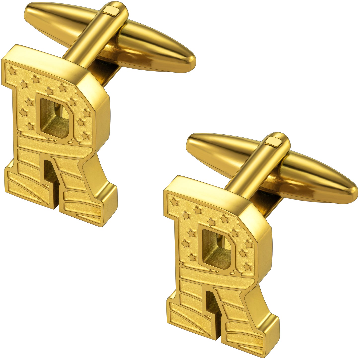 Hawson "A-Z"Initials Cufflinks, US Flag Personalized Golden Initials French Shirt Cuff