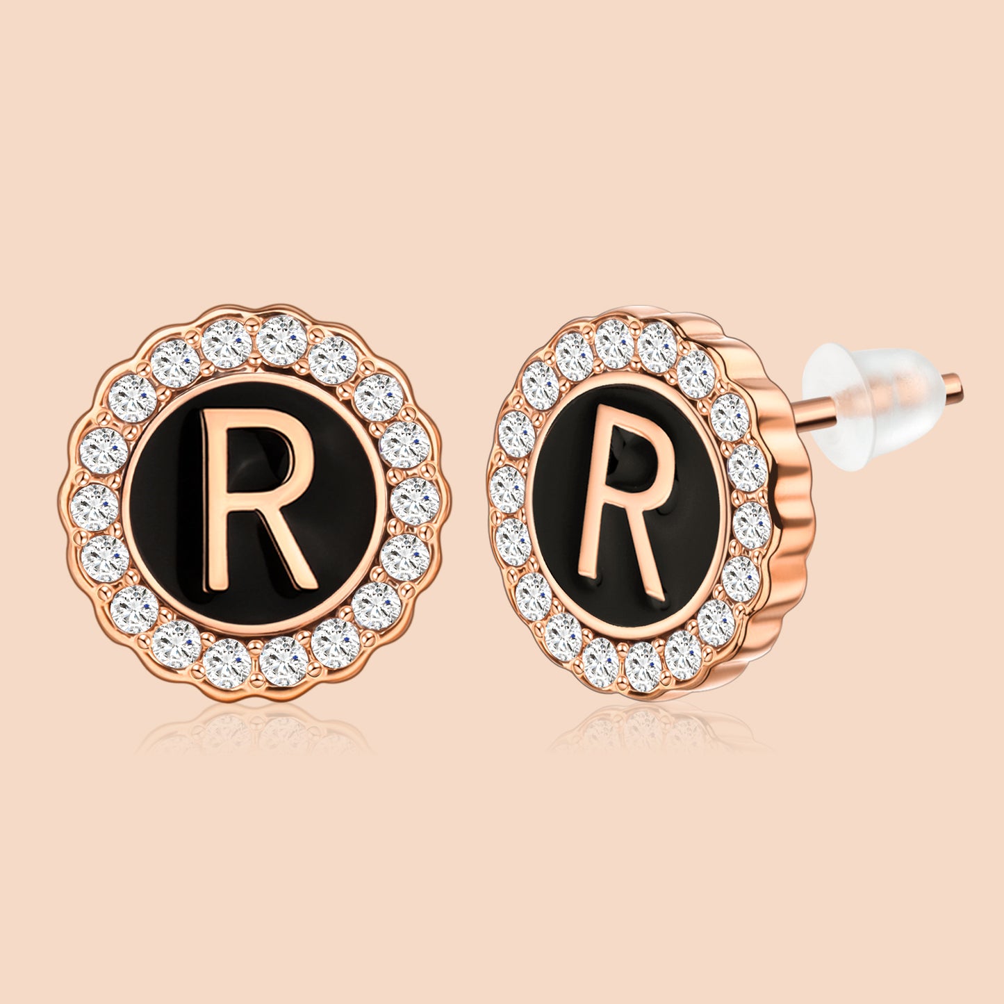 HAWSON Rose Gold Tone Cute Initial Stud Earrings