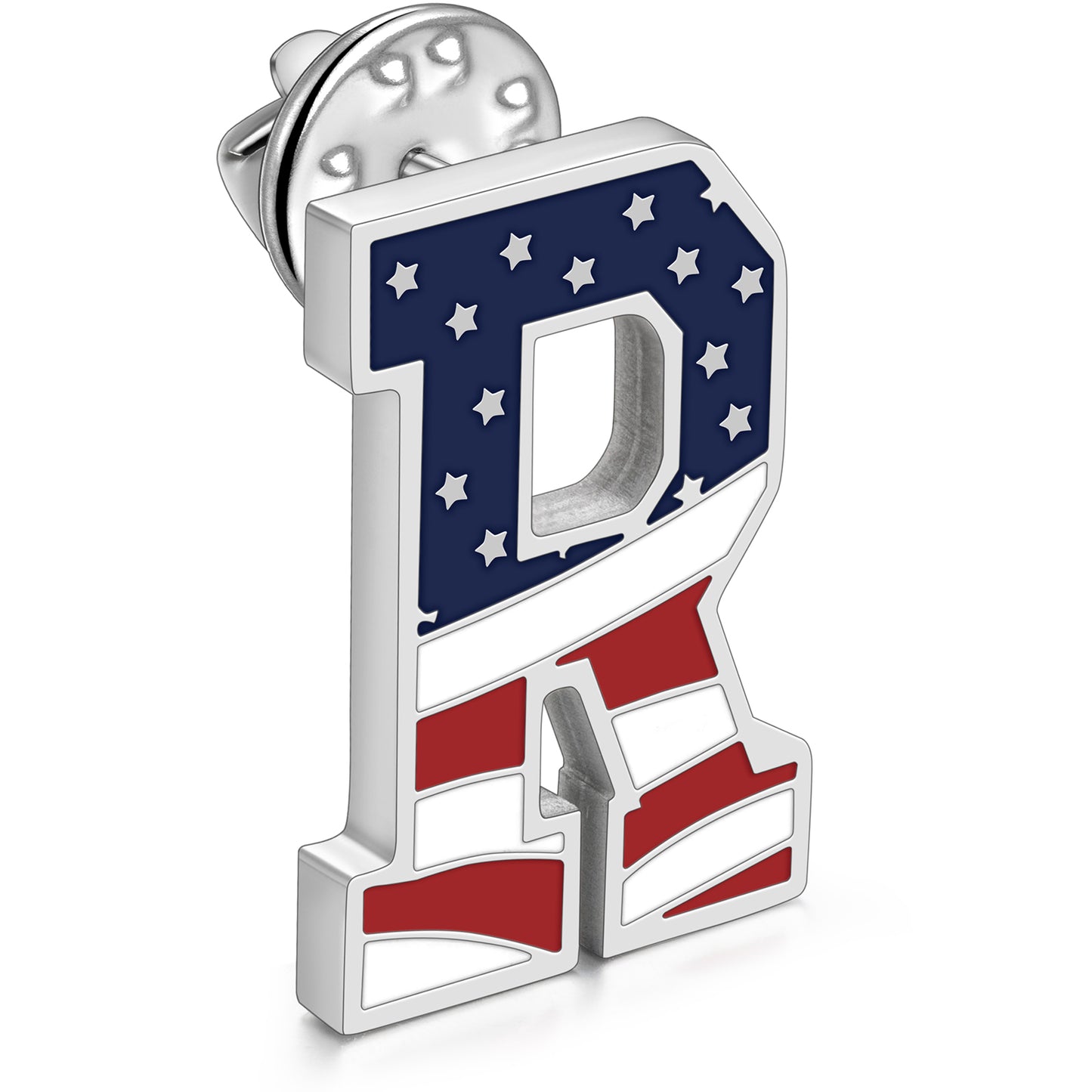 USA Flag Letter Lapel Pin |  A-Z Initial Brooch