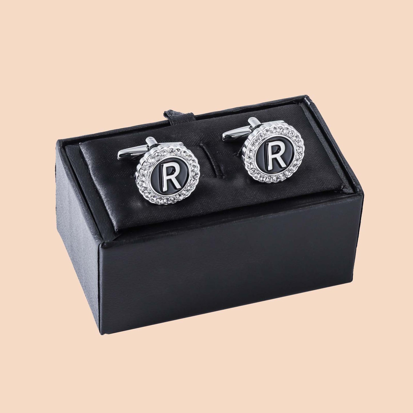 HAWSON Silver Tone Initial Cufflinks for Men