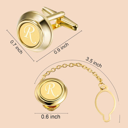 HAWSON Initial Cufflinks and Tie Tack Set for Men